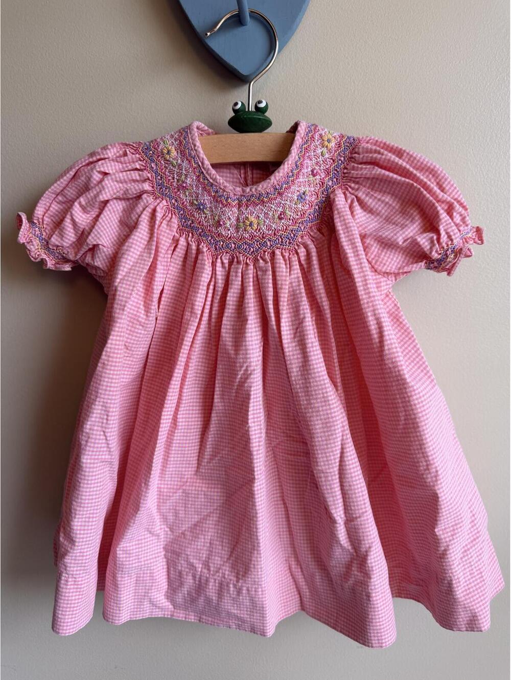 Petit Ami Baby Girls 3M Pink Gingham Smocked Bishop Dress